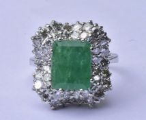Emerald and Diamond Cocktail Ring