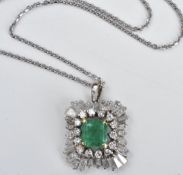 Emerald and Diamond Pendant Necklace