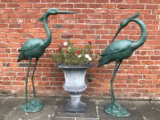 MASSIVE PAIR CAST METAL STORKS