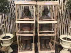 MATCHING PAIR HEAVY 5FT TALL TERRECOTTA WARRIORS