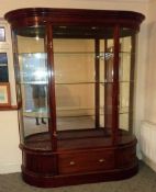 MAHOGANY GLAZED AND BOWED EXCELLENT QUALITY LARGE DISPLAY CABINET