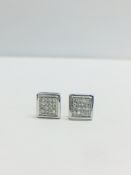 9ct white gold Sqaure cluster illusion diamond earrings