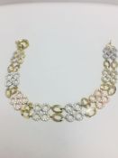 9CT TRI COLOURED GOLD LADIES' 7.5 INCHES CZ FANCY Bracelet