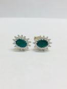 9ct Emerald diamond Cluster Earrings