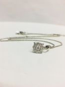 9CT White gold cluster style pendandiamond colourt H