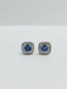 9CT White Gold Tanzanite diamond Stud Earrings