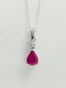 9CT White Gold Ruby and Diamond pendant