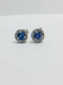 9CT White Gold Tanzanite diamond Stud Earrings