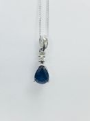 9CT White Gold Sapphire and Diamond pendant