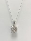 9ct white Gold illusion style solitaire diamond pendant and necklace