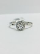 9CT White Gold Square style Diamond Solitaire Illusion ring