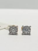 9ct white/yellow gold illusion style solitaire earrings