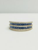 9CT YELLOW GOLD LADIES SAPPHIRE WHITE SAPHIRE RING