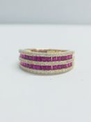 9CT YELLOW GOLD LADIES RUBY WHITE SAPHIRE RING