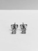0.30ct diamond solitaire stud earrings set in platinum 950. Brilliant cut diamonds I colour