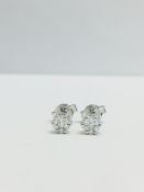 9ct WHITE gold stud earrings cluster style