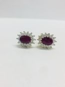 9ct Ruby diamond Cluster Earrings