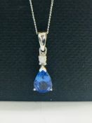 9CT White Gold Tanzanite and Diamond pendant
