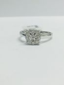 9CT White Gold illusion style Diamond Ring with a diamond set band.diamond colour HI