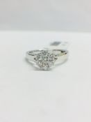 9CT White gold cluster style ring