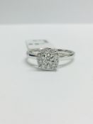 9CT White Gold illusion style Diamond Ring with a diamond set band.diamond colour HI