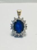 Sapphire and Diamond Pendant,18ct Gold