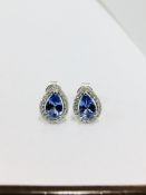 9Ct White Tanzanite Diamond Stud Earrings .