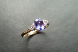 0.80T Tanzanite And Diamond Dress Ring.