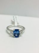 Platinum Tanzanite Diamond Three Stone Ring,