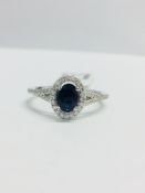 9Ct White Gold Sapphire Diamond Dress Ring,