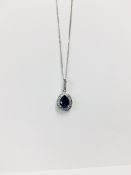 18Ct White Gold Sapphire And Diamond Pendant,