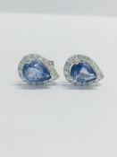 14Ct White Gold Sapphire & Diamond Earrings.