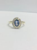 14Ct Yellow Gold Sapphire And Diamond Ring.