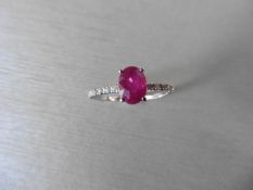 0.80Ct / 0.12Ct Ruby And Diamond Dress Ring.