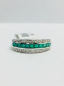 9Ct White Gold Emerald Diamond Dress Ring/Eternity,