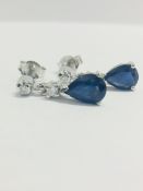 9Ct White Gold Sapphire Diamond Earrings,