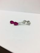 9Ct White Gold Ruby Diamond Drop Earrings,