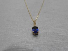 0.80Ct Sapphire And Diamond Drop Style Pendant.