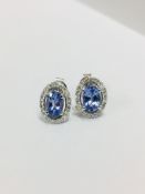 9Ct White Gold Tanzanite Diamond Earrings,