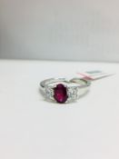 Platinum Ruby Diamond three stone ring