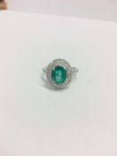Emerald Diamond Cluster Ring,