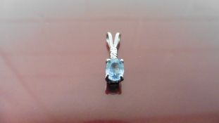 Ceylon Sapphire And Diamond Drop Style Pendant.