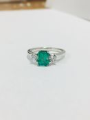 Platinum Emerald Diamond Trilogy Ring,