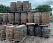 6 x OAK WHISKEY BARRELLS ON LARGE PALLET