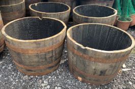 4 X HALF CUT OAK WHISKEY BARRELL PLANTERS