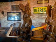 SOLID WOOD HIGHLY CARVED ORNATE EAGLE 1.3M STATUE