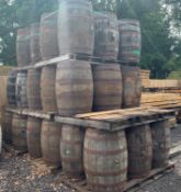 6 x OAK WHISKEY BARRELLS ON LARGE PALLET