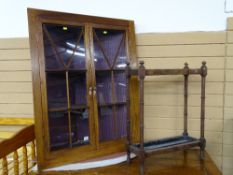 Wall hanging twin glazed door corner display cabinet and a small stickstand with drip tray