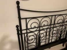 Metal double bed frame with slated base