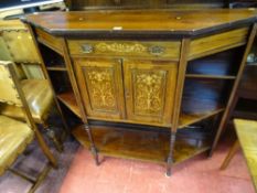 Hall console table with single drawer, twin cupboards and floral inlay